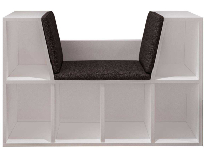 Bibliothèque avec banc en aggloméré Livora (Blanc et anthracite)