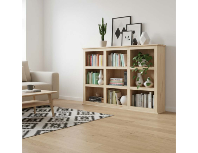 Bibliothèque en bois brut 9 cases