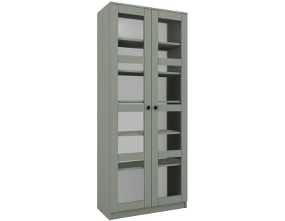 Bibliothèque 2 portes en aggloméré et verre Lucas (Vert)