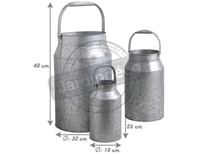 Bidon à lait en zinc lourd (Lot de 3)