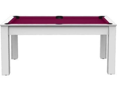 Billard convertible table 6 personnes Texas (Blanc laqué et prune (tapis))