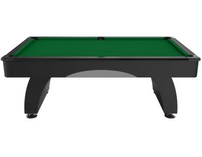 Billard 7 pieds en MDF haute densité Dallas (Noir grainé et tapis vert)