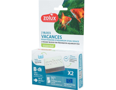 Bloc vacances de nourriture pour poissons d'aquarium d'eau douce (2 blocs permettant de nourrir 20 à 25 poissons pendant 14 jours)