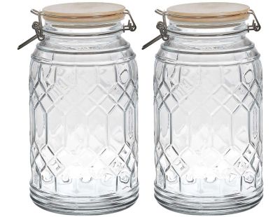 Lot de 3 Bocaux de Conservation en Verre avec Couvercle Bambou PEBBLY -  Culinarion