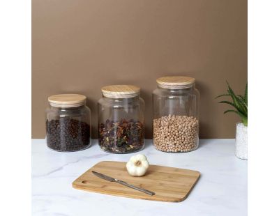 Bocal de conservation en verre couvercle en bois 1.9 litres