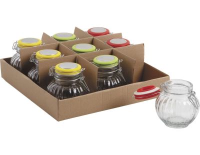 Bocal rond en verre diamètre 9.5 cm (Lot de 9)