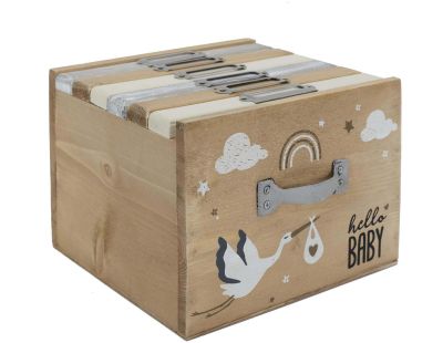 Boite album photo en bois 18.7 x 17.8 x 13 cm (Naissance)
