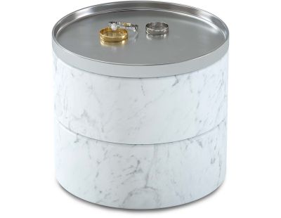 Boite à bijoux imitation marbre blanc Tesora (Blanc marbré et argent)