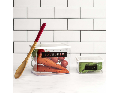 Boîte de conservation transparente à messages couvercle blanc (Lot de 2)