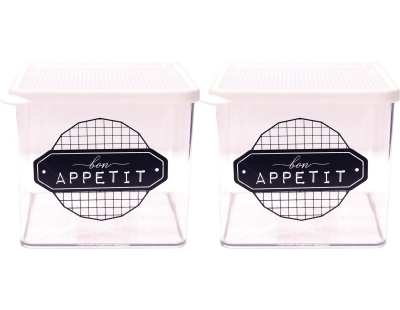 Boîte de conservation transparente à messages couvercle blanc (Lot de 2)