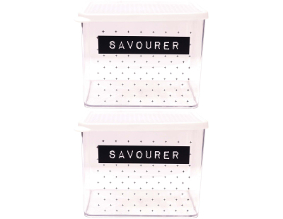 Boîte de conservation transparente à messages couvercle blanc (Lot de 2)