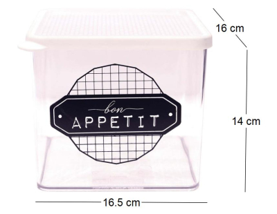 Boîte de conservation transparente à messages couvercle blanc (16.5 x 16 x 14 cm)