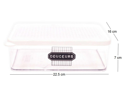 Boîte de conservation transparente à messages couvercle blanc (22.5 x 16 x 7 cm)