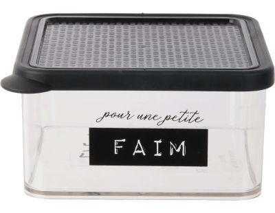 Boîte de conservation transparente à messages couvercle noir (14 x 13.5 x 7 cm)