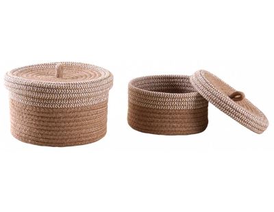 Boite en jute naturelle et blanche (Lot de 2)