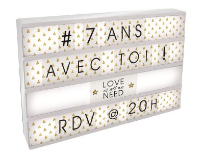Boite lumineuse à message personnalisable (Blanc)