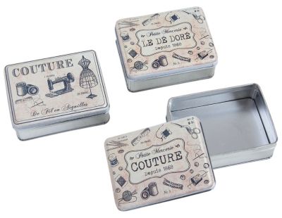 Boite en métal galvanisé Couture (Lot de 6)