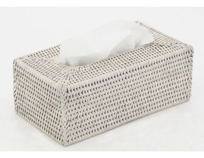 Boite à mouchoirs en rotin blanc
