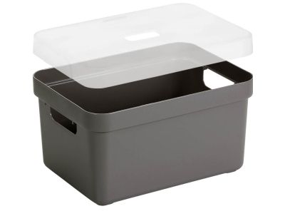 Boite de rangement avec couvercle transparent  Sigma Home Box 13 L (Taupe)