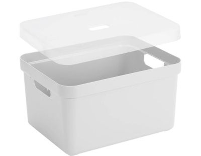 Boite de rangement avec couvercle transparent Sigma home Box 32 L (Blanc)