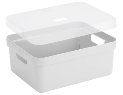 Boite de rangement avec couvercle transparent Sigma home Box 24L (Blanc)