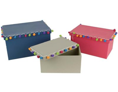 Boites rectangulaires pompons colorés Baba le Lama (Lot de 3)