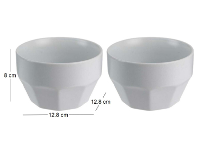 Bol en céramique Facette (Lot de 2) (Gris clair)