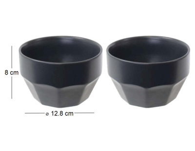 Bol en céramique Facette (Lot de 2) (Anthracite)