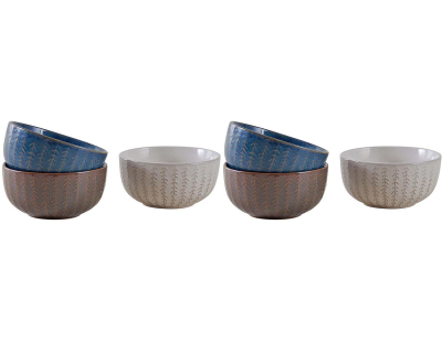 Bol classique en grès Chevrons 520ml (Lot de 6)