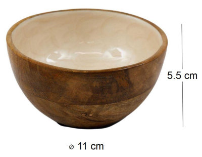 Bol en manguier et émail Nacre (11 cm)