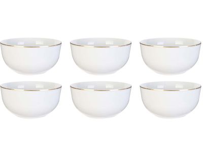 Bol en porcelaine liseré doré 50 cl (Lot de 6)