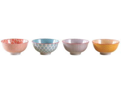 Bol en porcelaine motifs colorés (Lot de 4) (640 ml)