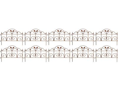 Bordure de jardin décorative en fer forgé rouillé (Lot de 10)