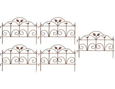 Bordure de jardin décorative en fer forgé rouillé (Lot de 5)