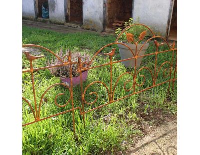 Bordure de jardin décorative en fer forgé rouillé (Lot de 3)