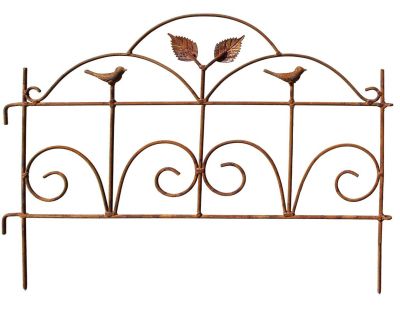 Bordure de jardin décorative en fer forgé rouillé (unitaire)