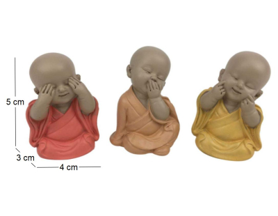 Bouddha décoratif voit entend et parle Pastel (Lot de 3)