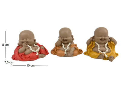 Bouddha décoratif voit entend et parle rieurs (Lot de 3)