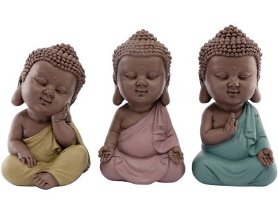 Bouddha enfant assis en résine (Lot de 3)