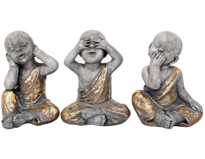 Bouddha enfant assis en résine (Lot de 3)