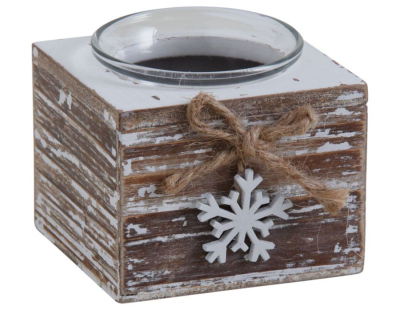 Bougeoir en bois avec flocon