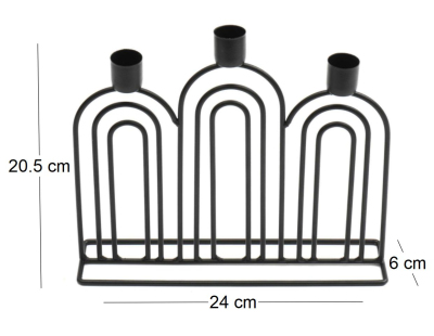 Bougeoir 3 bougies en fer Abstract