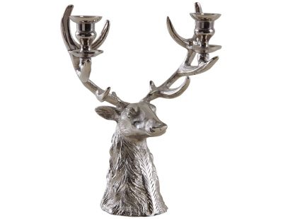 Bougeoir double tête de cerf en aluminium