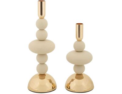 Bougeoir en métal Galaxy (Lot de 2) (Crème et doré)
