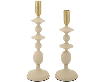 Bougeoir en métal Gemini (Lot de 2) (Crème et doré)