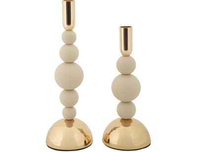 Bougeoir en métal Holder (Lot de 2) (Crème et doré)