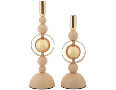 Bougeoir en métal Saturne (Lot de 2) (Rose et doré)