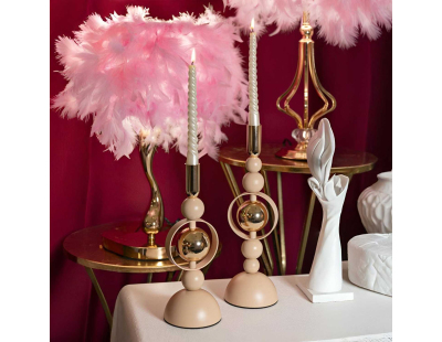 Bougeoir en métal Saturne (Lot de 2) (Rose et doré)