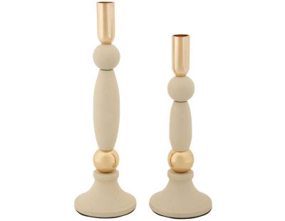 Bougeoir en métal Strek (Lot de 2) (Crème et doré)