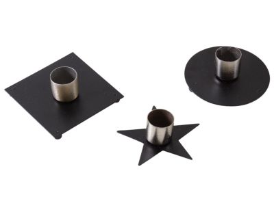 Bougeoir en métal laqué noir (Lot de 12)